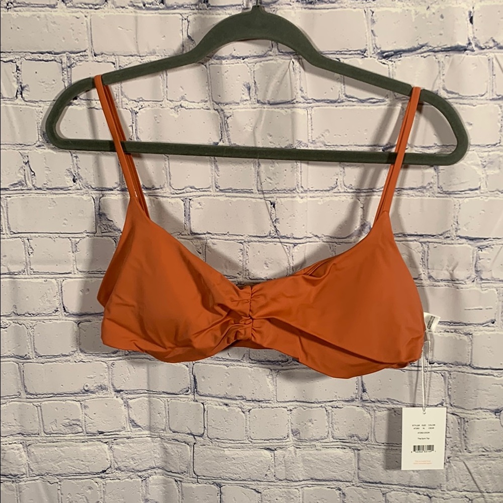 Andie Swim Womens Symi Bikini Top Pink/ Tan Beach Cruise Vacation Sz XL NWT